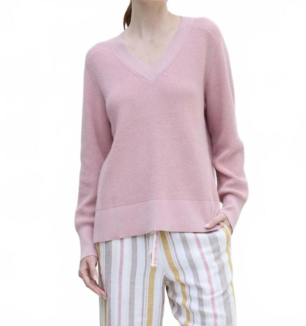 NEW MARGARET O'LEARY hilary vee sweater in cameo